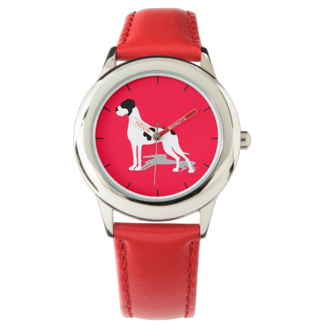 Reloj De Pulsera Dogo de Gran Danés Pío Pardo Negro (Anverso)