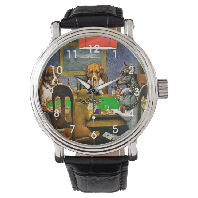 Reloj De Pulsera Dogs Playing Poker (Anverso)