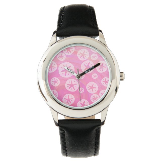 Reloj De Pulsera Dolar de arena blanco y rosa (Anverso)