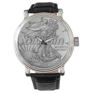 Reloj De Pulsera Dólar de plata Bitcoin Cryptocurrency HODL