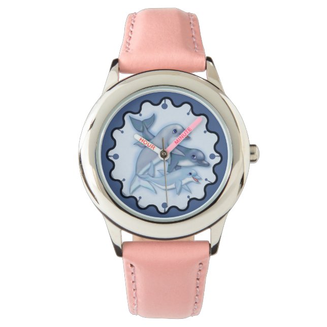 Reloj De Pulsera Dolphin Family Swimming (Anverso)