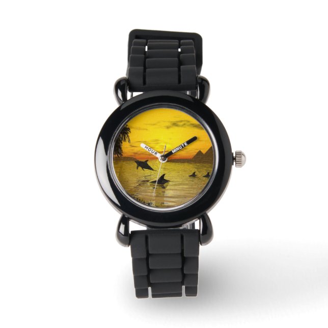 Reloj De Pulsera Dolphin Sunset eWatchFactory Purpurina Watch (Anverso)