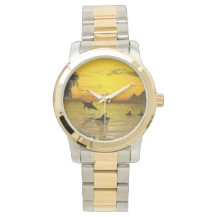 Reloj De Pulsera Dolphin Sunset Two Tone Watch