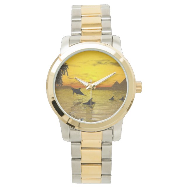 Reloj De Pulsera Dolphin Sunset Two Tone Watch (Anverso)