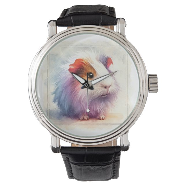 Reloj De Pulsera Domestic Guinea Pig AREF401 - Watercolor (Anverso)