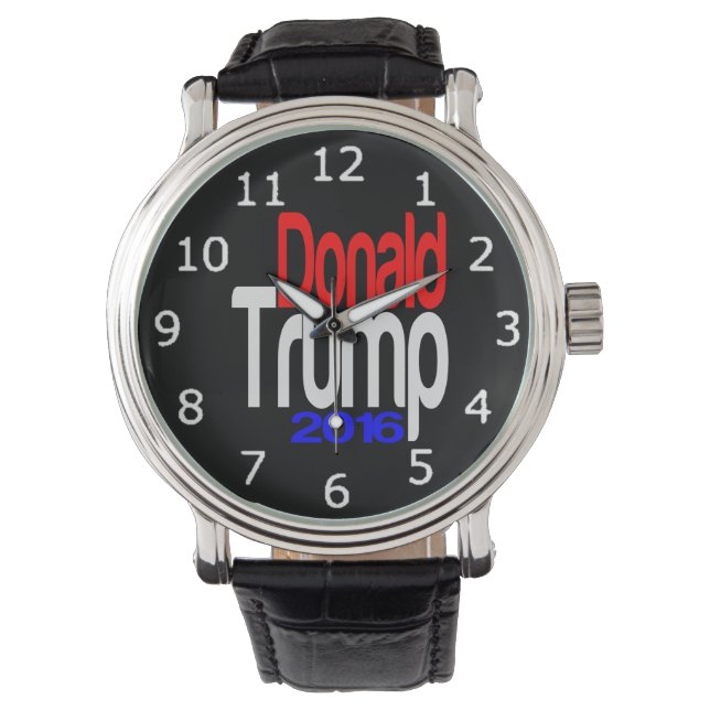 Reloj De Pulsera Donald Trump 2016 Blanco y azul rojo (Anverso)