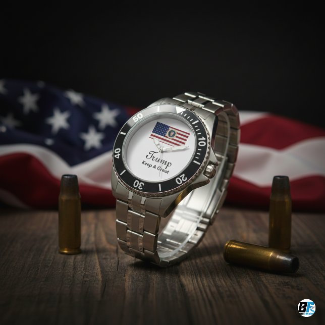 Reloj De Pulsera Donald Trump 2025 mantiene una gran bandera (Subido por el creador)