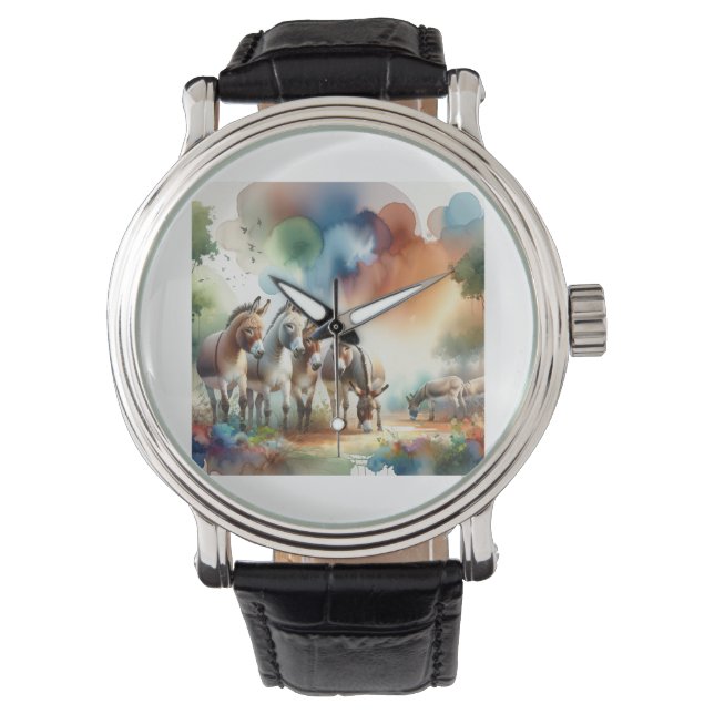 Reloj De Pulsera Donkeys in Harmony ABREF108 - Watercolor (Anverso)