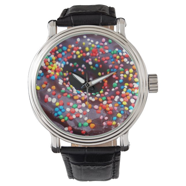 Reloj De Pulsera Donut De Chocolate Con Espolvorines, (Anverso)