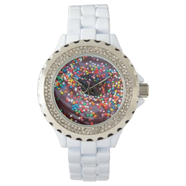 Reloj De Pulsera Donut De Chocolate Con Espolvorines, (Anverso)