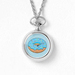 Reloj De Pulsera Donut de escarcha azul con Personalizado Sprinkles