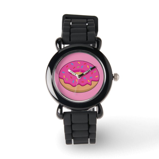 Reloj De Pulsera Donut de fresa con Personalizado Sprinkles (Anverso)