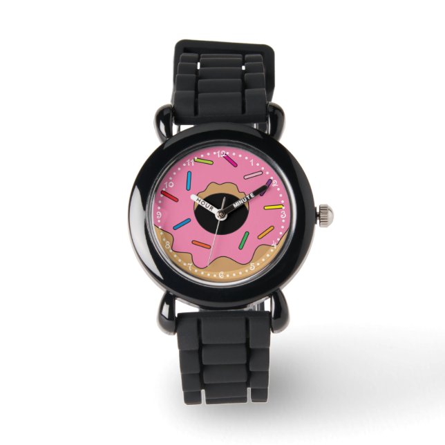 Reloj De Pulsera Donut rosado con rociadores (Anverso)