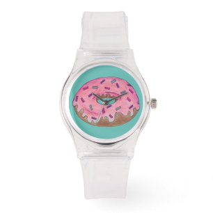 Reloj De Pulsera Donut rosado espolvoreando alimentos chatarra de a