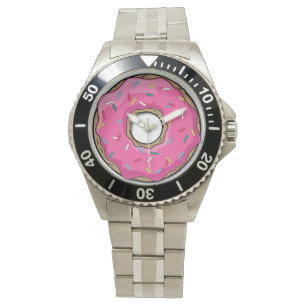 Reloj De Pulsera Donut rosado personalizado con rociadores