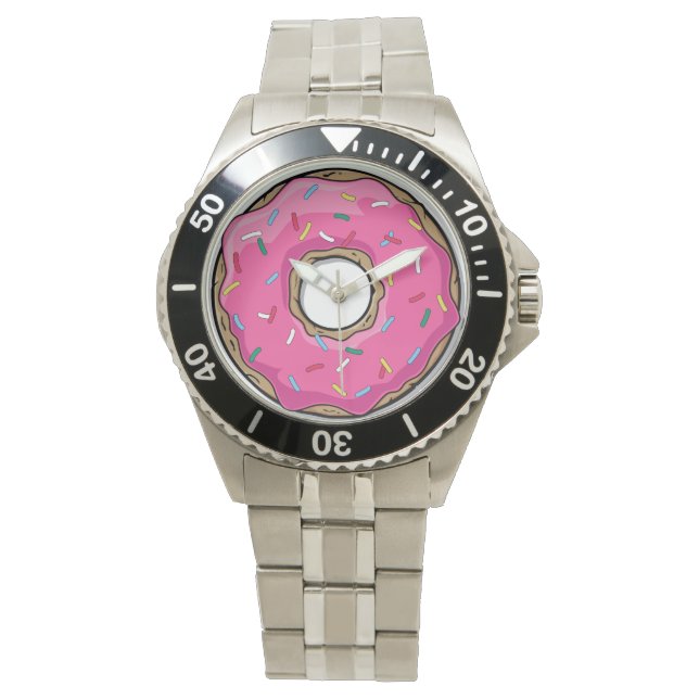 Reloj De Pulsera Donut rosado personalizado con rociadores (Anverso)