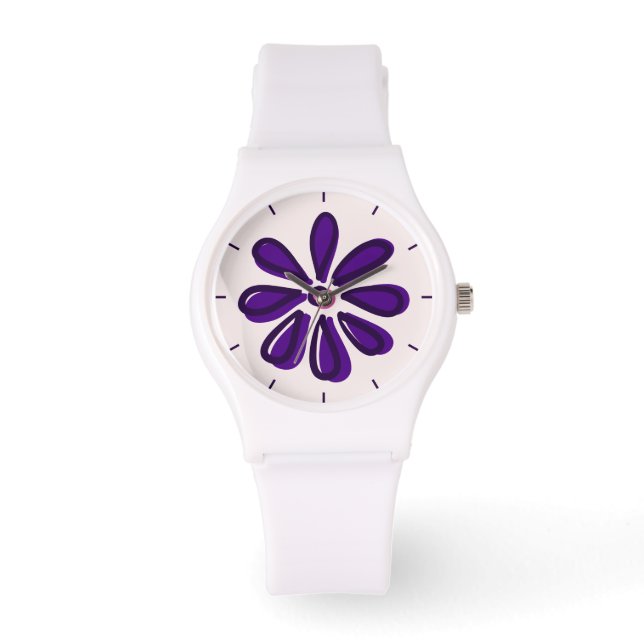 Reloj De Pulsera Doodle De Flor Morada Girona (Anverso)