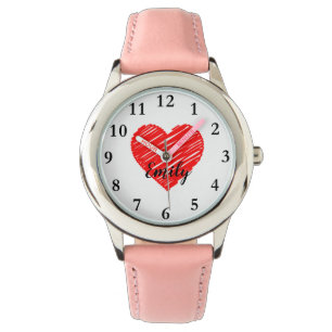 Reloj De Pulsera Doodle Heart Personalizado Chica Observaciones de