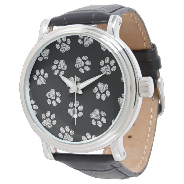 Reloj De Pulsera Doodle Paws, patas de perro, patas blancas (Angular)