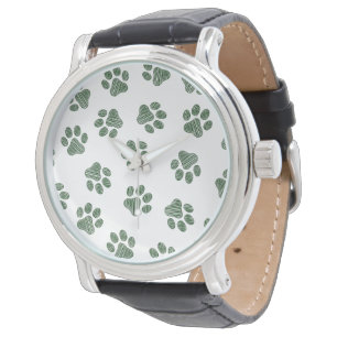 Reloj De Pulsera Doodle Paws, Patas de Perro, Patas Verdes