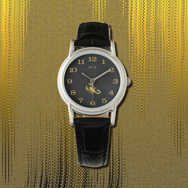 Reloj De Pulsera Dorado - Escorpio Zodiac - negro monogramado (Subido por el creador)