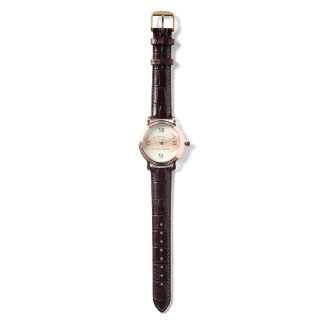 Reloj De Pulsera Dorado Wooden RN Rosa cuero marrón dorado