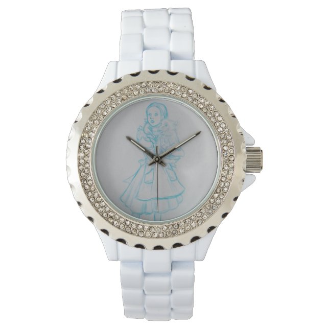 Reloj De Pulsera Dorothy y Toto blue Sketch Diamante de imitación W (Anverso)