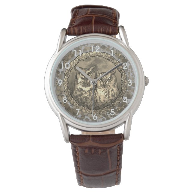 Reloj De Pulsera Dos búhos miran (Anverso)