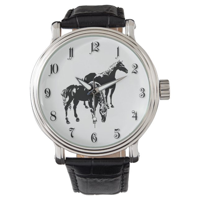 Reloj De Pulsera Dos caballos negros (Anverso)