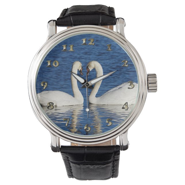 Reloj De Pulsera Dos cisnes blancos forman Rótulo cardíaco (Anverso)