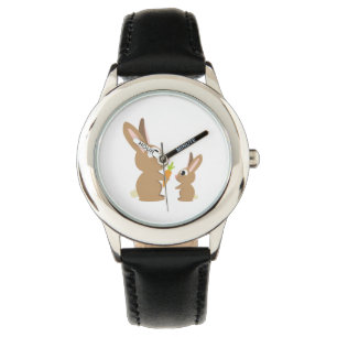 Reloj De Pulsera Dos Conejos Cutos compartiendo una zanja
