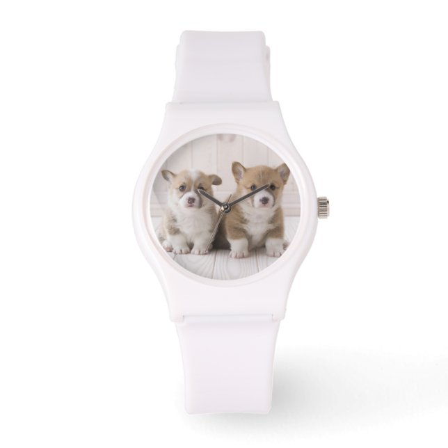 Reloj De Pulsera Dos Corgi Gales Sentados (Anverso)