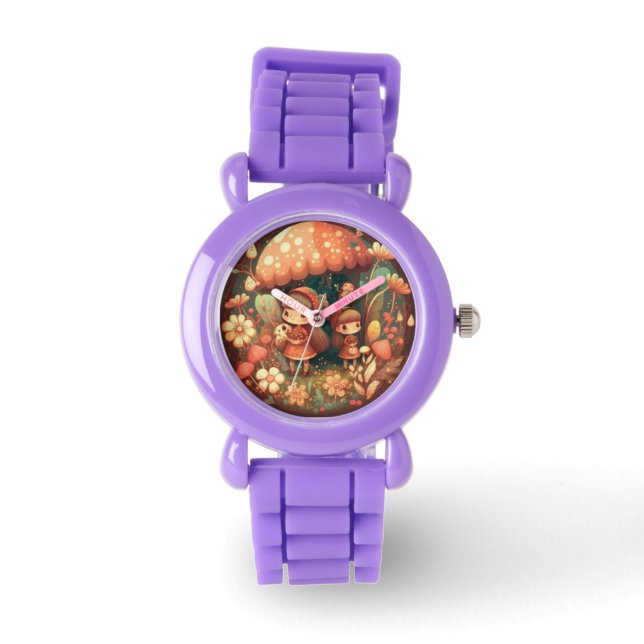 Reloj De Pulsera Dos elefantes lindos bajo hongos (Anverso)