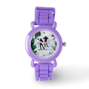 Reloj De Pulsera Dos esquiadores de campo en la Plaza de la Nieve