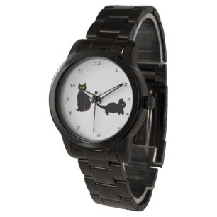 Reloj De Pulsera Dos gatos negros