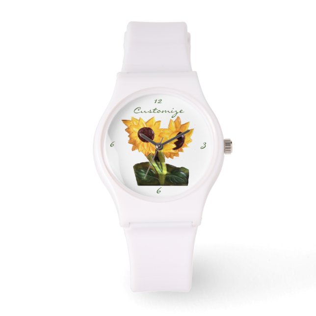 Reloj De Pulsera Dos girasoles en macetas Thunder_Cove (Anverso)