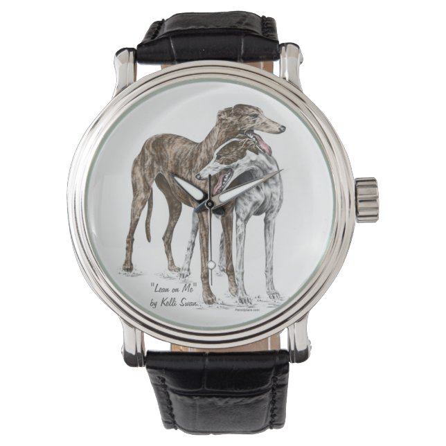 Reloj De Pulsera Dos Greyhound Friends Dog Art (Anverso)