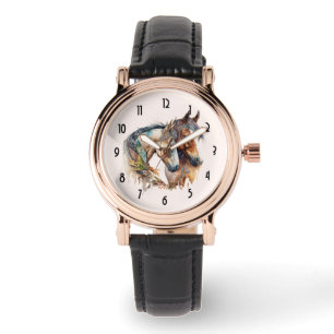 Reloj De Pulsera Dos hermosos caballos del Boho Occidental