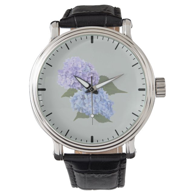 Reloj De Pulsera Dos lavanda de Hydrangea y azul (Anverso)