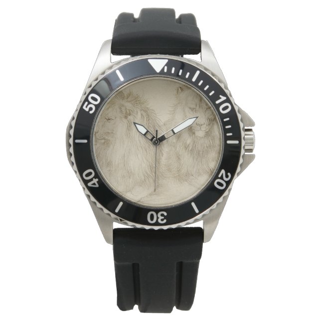 Reloj De Pulsera Dos Leones (Animales Silvestres) (Albrecht Durer) (Anverso)