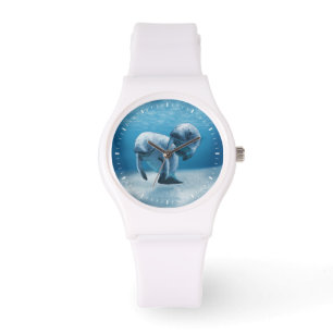 Reloj De Pulsera Dos Manatíes Nadando