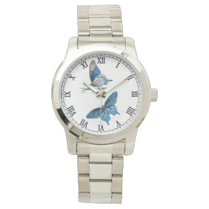Reloj De Pulsera Dos mariposas azules vintage