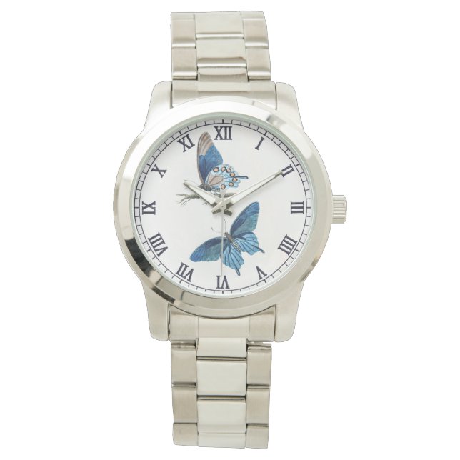 Reloj De Pulsera Dos mariposas azules vintage (Anverso)