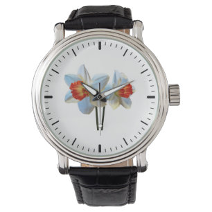 Reloj De Pulsera Dos Narcisos Blancos Y Naranjas