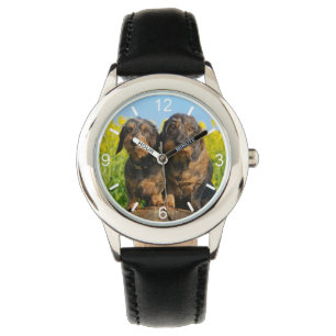 Reloj De Pulsera Dos Perros Cute Dachshunds Dackel Amigos placa de 
