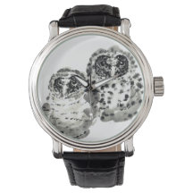 Dos pollitos de búho sumien pintura de tinta