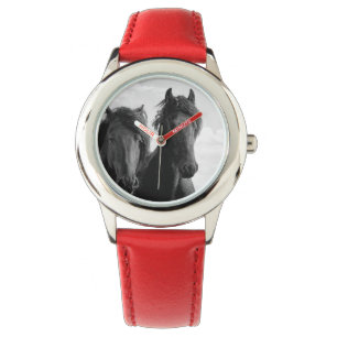 Reloj De Pulsera Dos sementales friesianos.