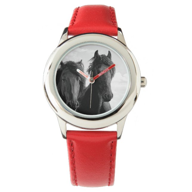 Reloj De Pulsera Dos sementales friesianos. (Anverso)