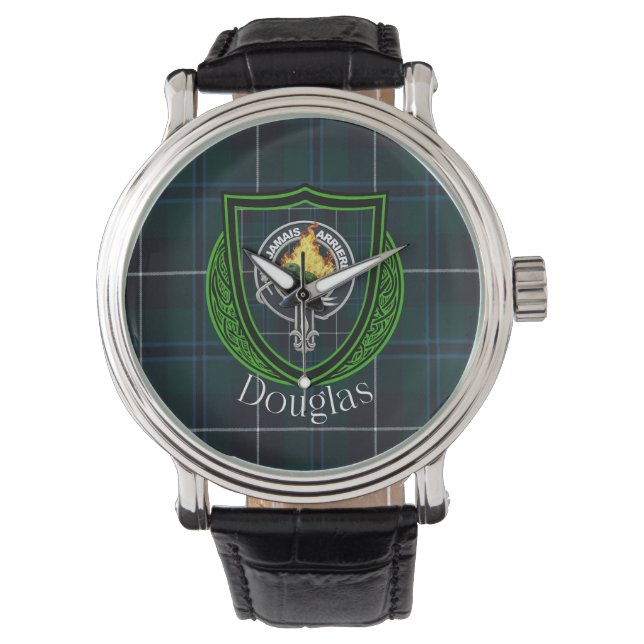 Reloj De Pulsera Douglas Scottish Clan Tartan & Crest (Anverso)