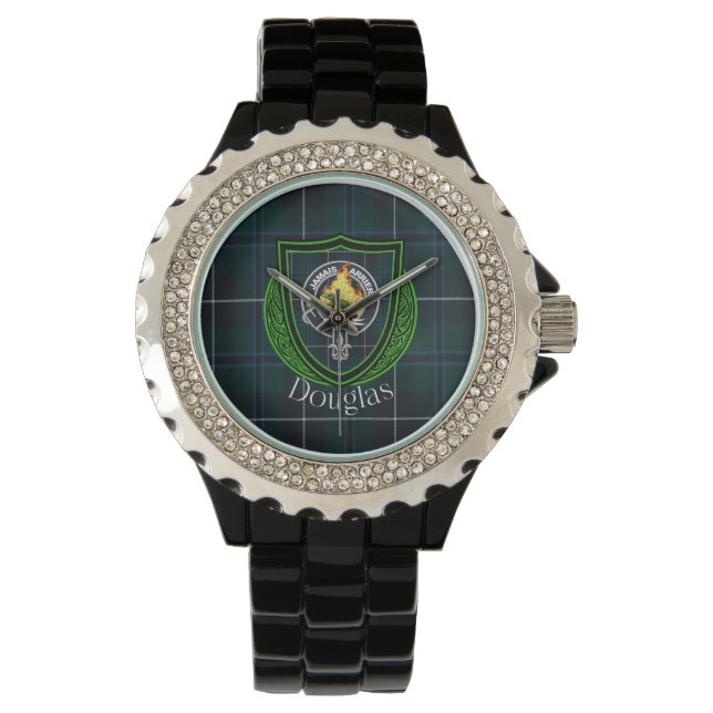 Reloj De Pulsera Douglas Scottish Clan Tartan & Crest (Anverso)